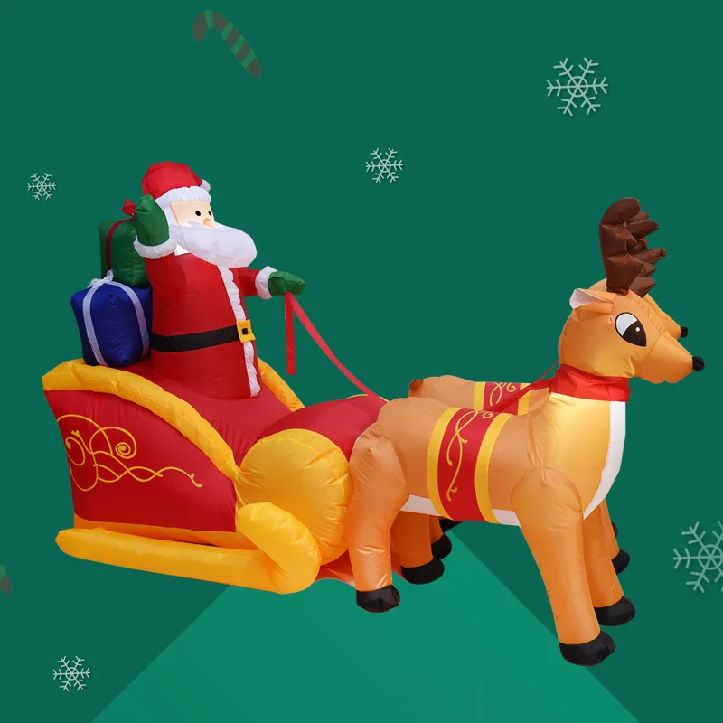 

2.2M Christmas Inflatable Santa Claus Penguin Sleigh with 2 Reindeer Lights Blowup Party Decoration for Outdoor Indoor Yard Home