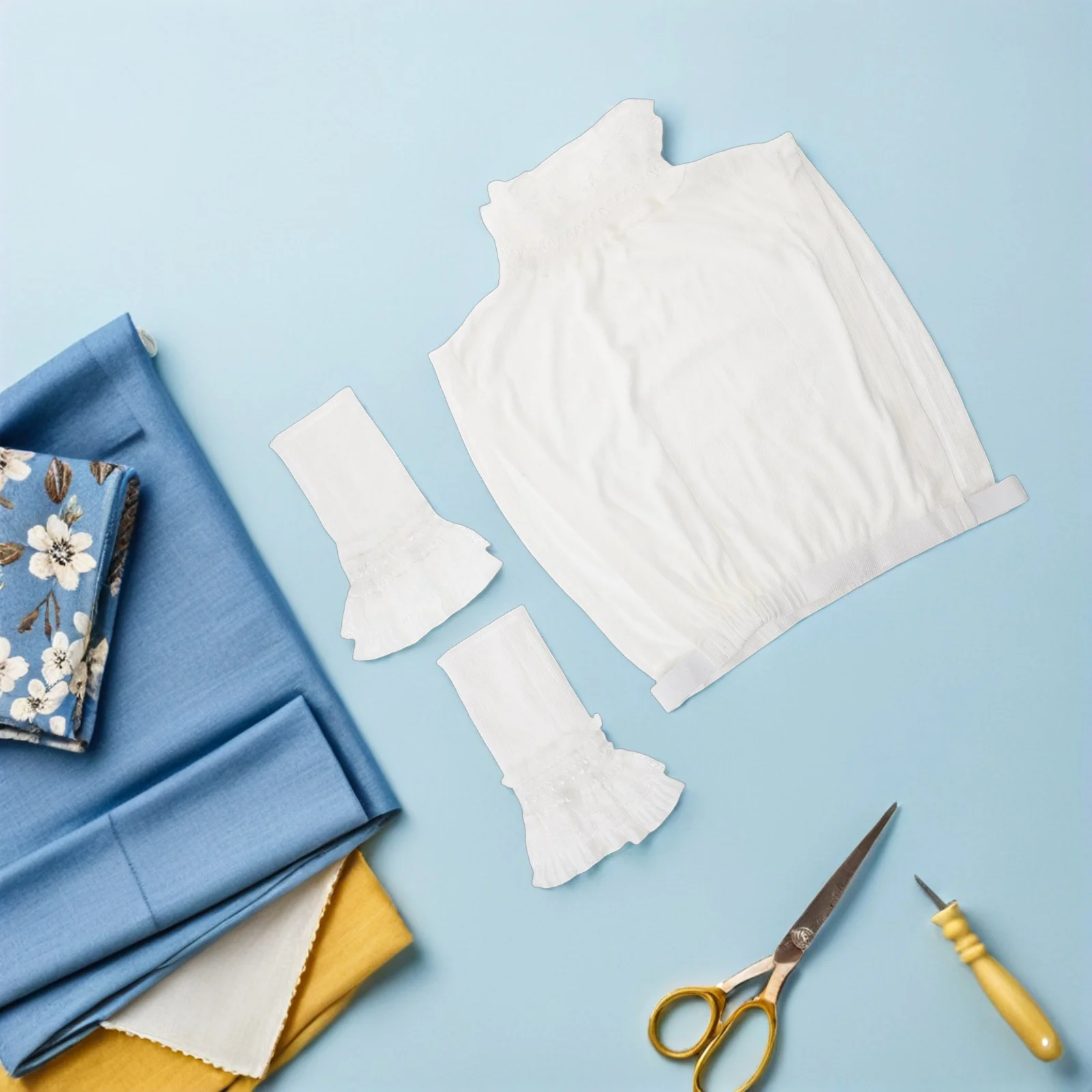 1 Zestaw Koronkowy Kołnierzyk i Koronkowe Mankietki Elegancki Odpinany Plisowany Kołnierzyk Stójka do Koszuli Bluzki Damskiej Vintage