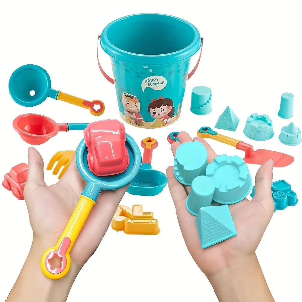مجموعة ألعاب الشاطئ للأطفال مكونة من 18 قطعة - يجب اقتناؤها للعب في الرمال مع الألوان، بما في ذلك دلو، مجرفة، وبناء قلعة #5