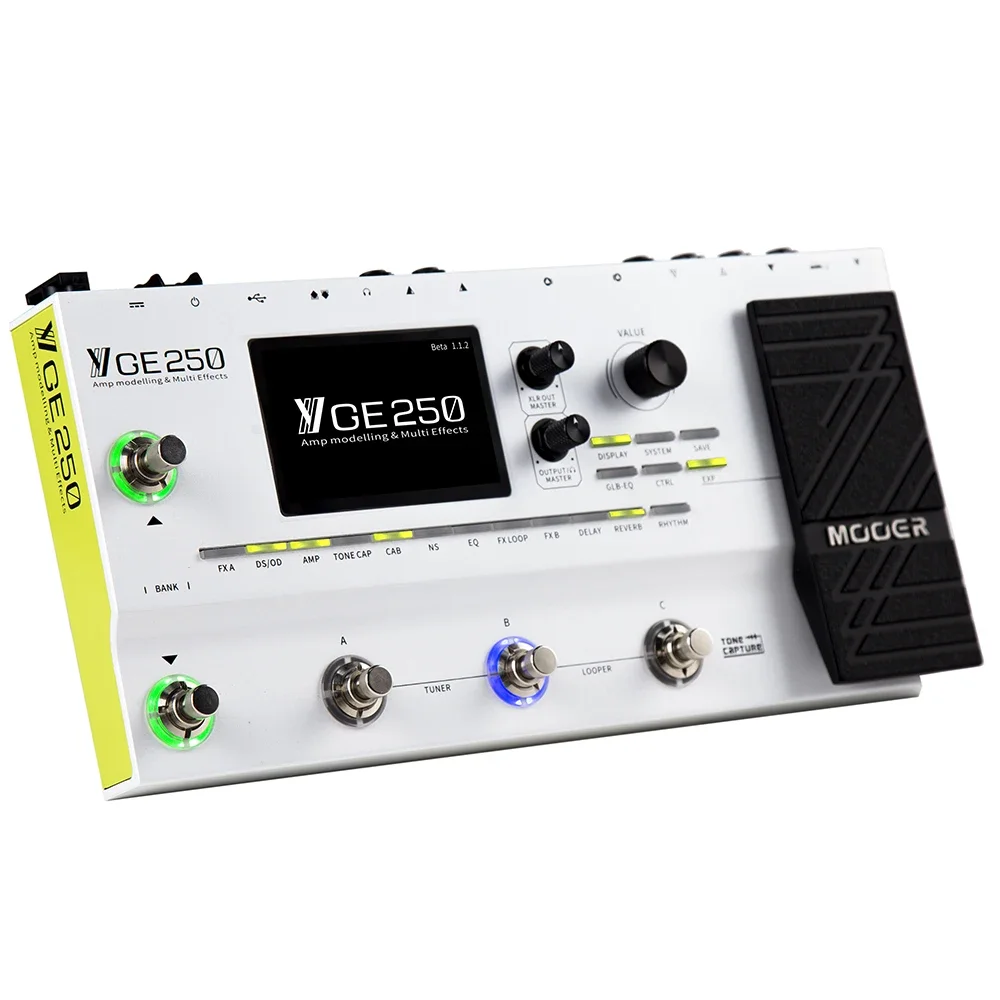 MOOER GE250 Guitar Effect Pedal 180 Effect Types 32 IR Digital AMP Modelling Digital Pedal for Guitar Gig Show Performance