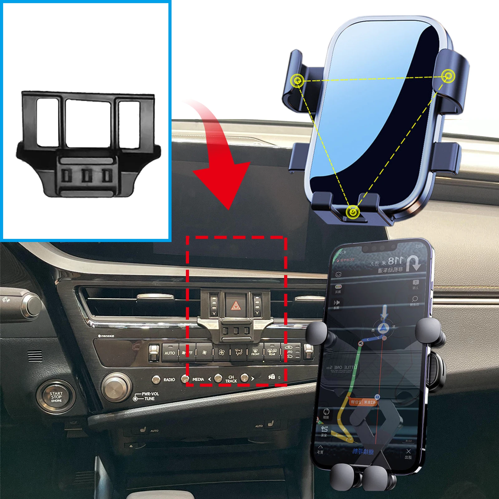 Car Mobile Phone Holder for Lexus ES 200 300H 250 350 2021 2022 2023 2024 GPS Bracket Navigation Stand Auto Accessories