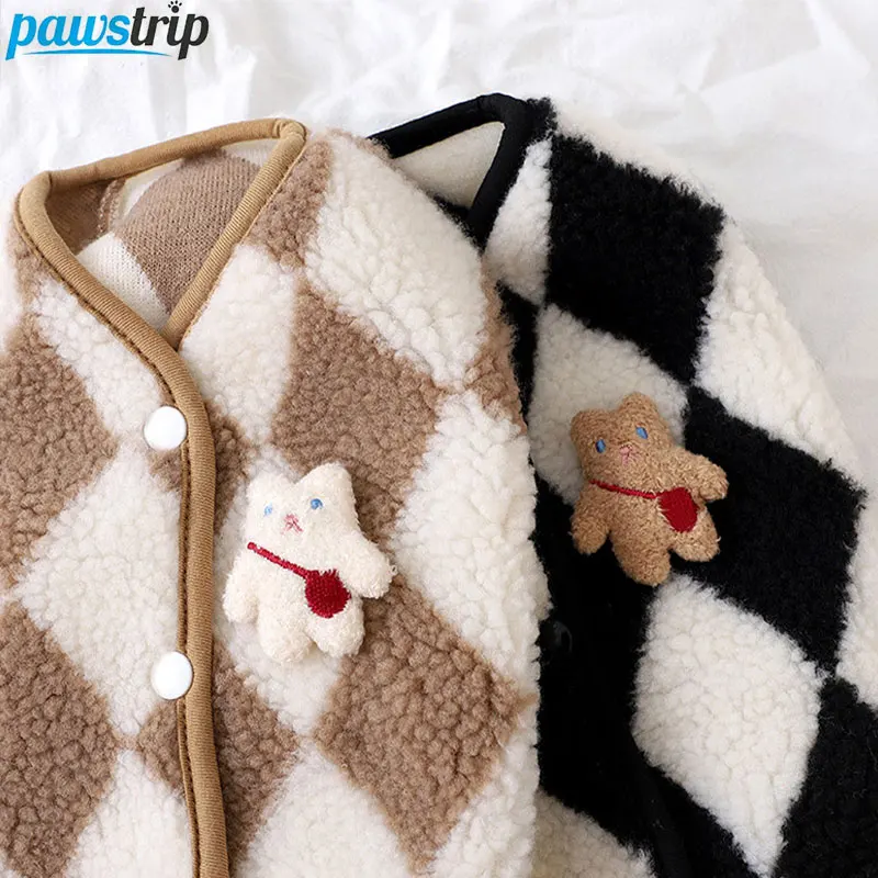 Ubrania dla psów Plaid Fleece Pet Jacket dla małych psów Zimowy ciepły płaszcz dla szczeniąt Chihuahua Yorkshire Bichon Kamizelka Kostium Artykuły dla zwierząt domowych