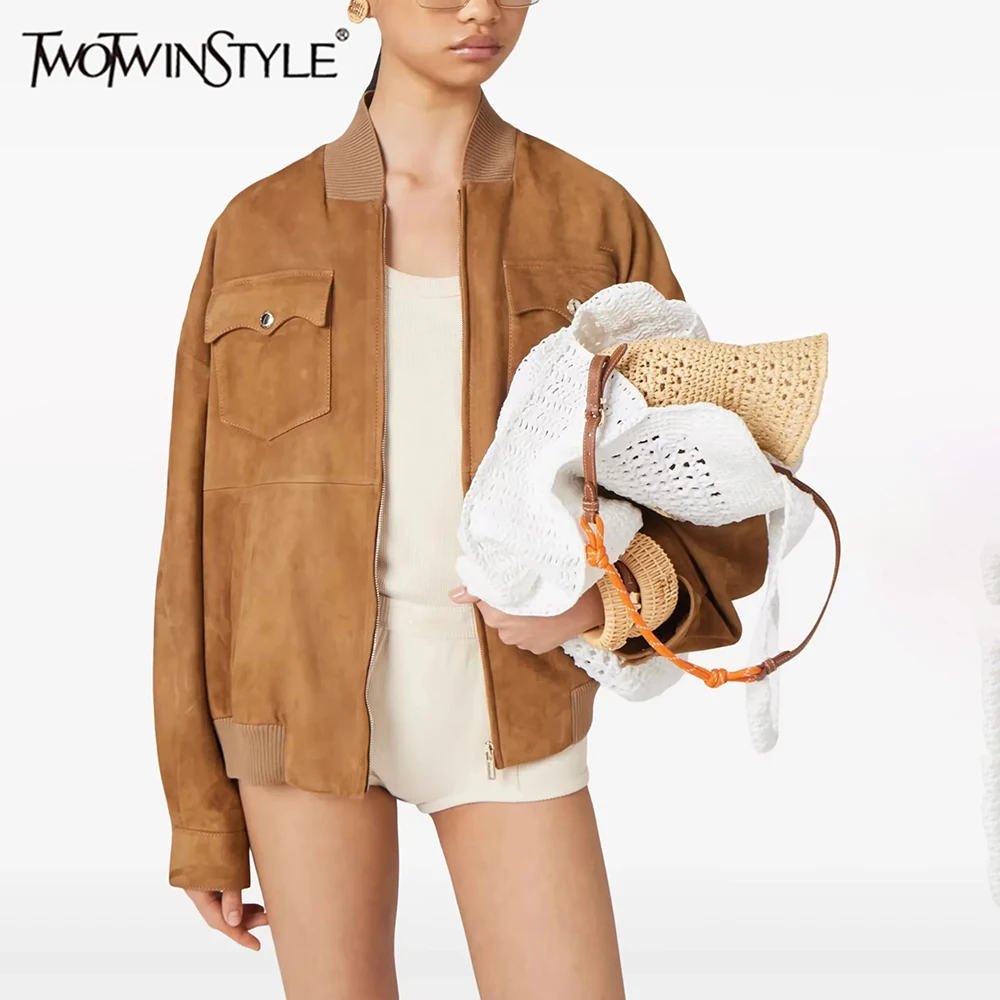 

Женская однобортная куртка TWOTWINSTYLE, белая однотонная куртка с длинным рукавом и круглым вырезом на лето 2019