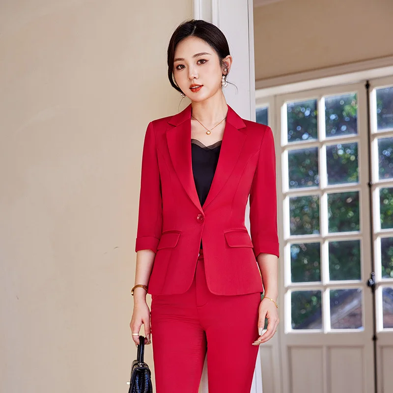

Plus Size Spring Summer Formal Elegant Styles Pantsuits Pants Set Professional Women Office Work Wear Suits Blazers Outfits