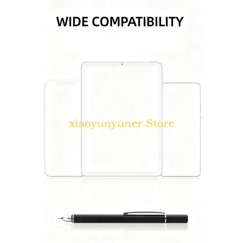 P9JB Capacitive Touch Pen for Phones and Screen Use, Metal Body with Clear Disc Tip and Clip for Writing Sketching Daily