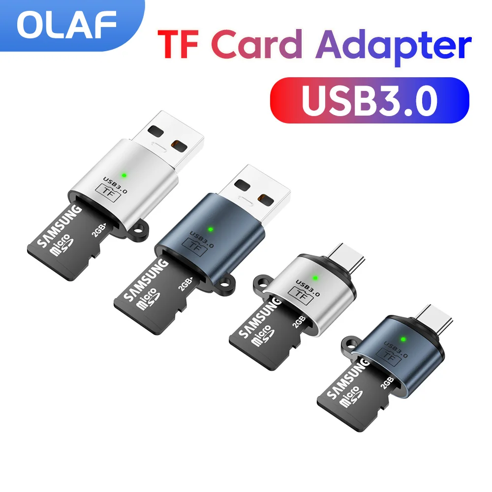 Adaptador Mini USB Tipo C para Leitor de Cartão TF, Adaptador USB 3.0 de Alta Velocidade 5Gbps, Leitor de Cartão de Memória TF para PC, Laptop e Telefones