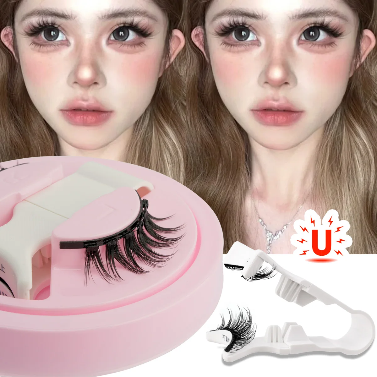 Neue 1 Paar magnetische Wimpern, handgefertigt, 3D, flauschig, künstliche Nerz-Wimpern, wiederverwendbar, natürliche falsche Wimpern, magnetische Pinzette, Make-up-Set