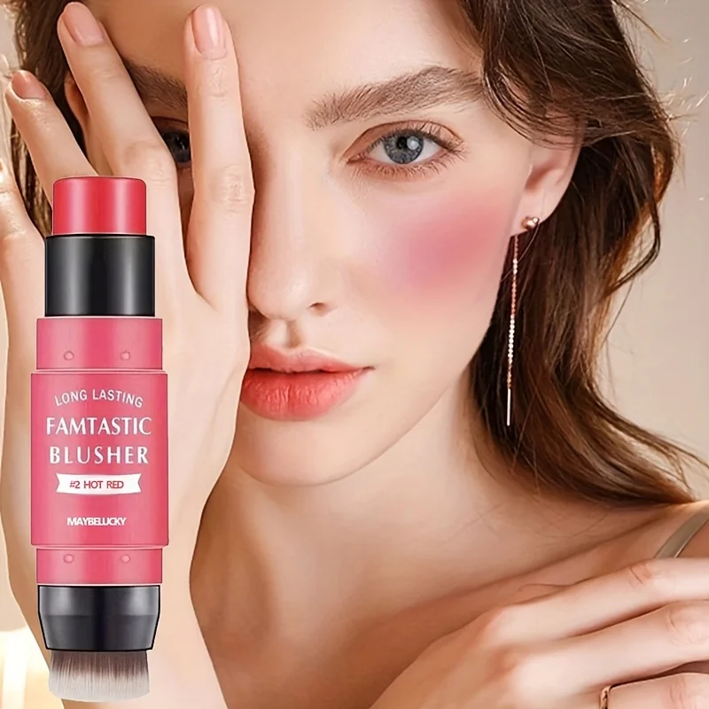 Sponge Blush Stick Matte Velvet Dual-purpose Facial Rouge To Enhance Color And Brightening Facial Blush Makeup Cosmetics