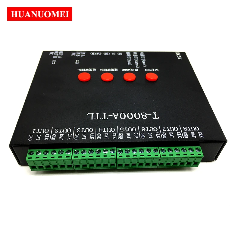 T-8000A SD Card LED Pixel Controller WS2811 UCS1903 WS2812B Off-Line Digital RGB Dimmer 8 Output SPI TTL Signal Max 8192Pixels