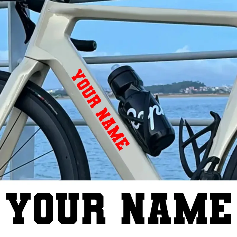 1PC Custom Bicycle Stickers Personalized Custom Name Decal Waterproof Bold Block Letter Sticker for Bicycle Road Bike MTB Frame
