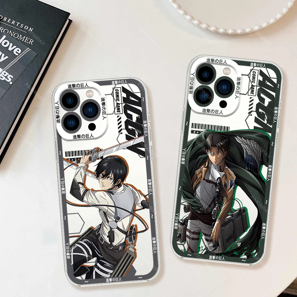 Bilibili A-Attack on T-Titan Phone Case for iPhone 12 11 13 14 15 16 Max Pro Plus Transparent Bezel Cover