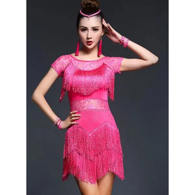 ZA01 Latin Dance Dresses Women/Girls Sexy Sequin Fringe Skirt Ballroom/Tango/Salsa/Rumba/Latin Dresses Clothes For Sale1Lm@