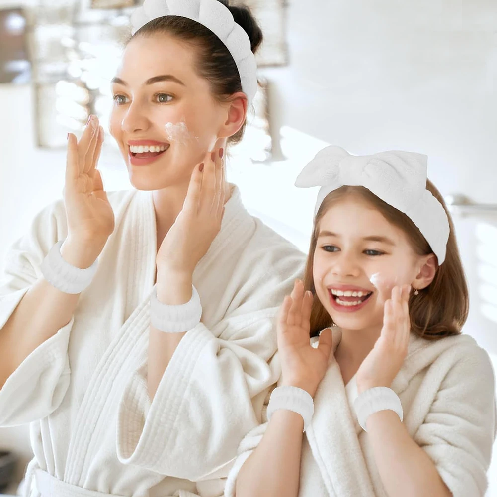 

Набор из 3/7 штук: повязки для макияжа и ухода за кожей, губчатые повязки с заколкой и браслетом для женщин и девушек, для умывания и спа-процедур