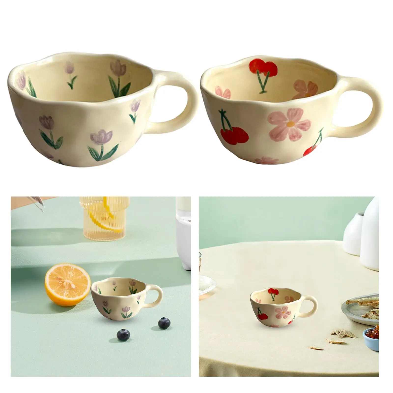 كوب قهوة من السيراميك متين ومبتكر مع زهرة لمطبخ الزفاف المنزلي #3