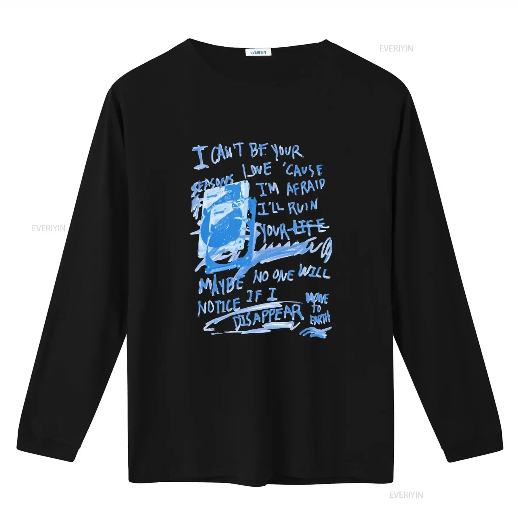 Wave to Earth Seasons Lyrics Fan Art Heavy T Shirt I Can't Be Your Love Design vintage Washed homme Top For Everyday Wear