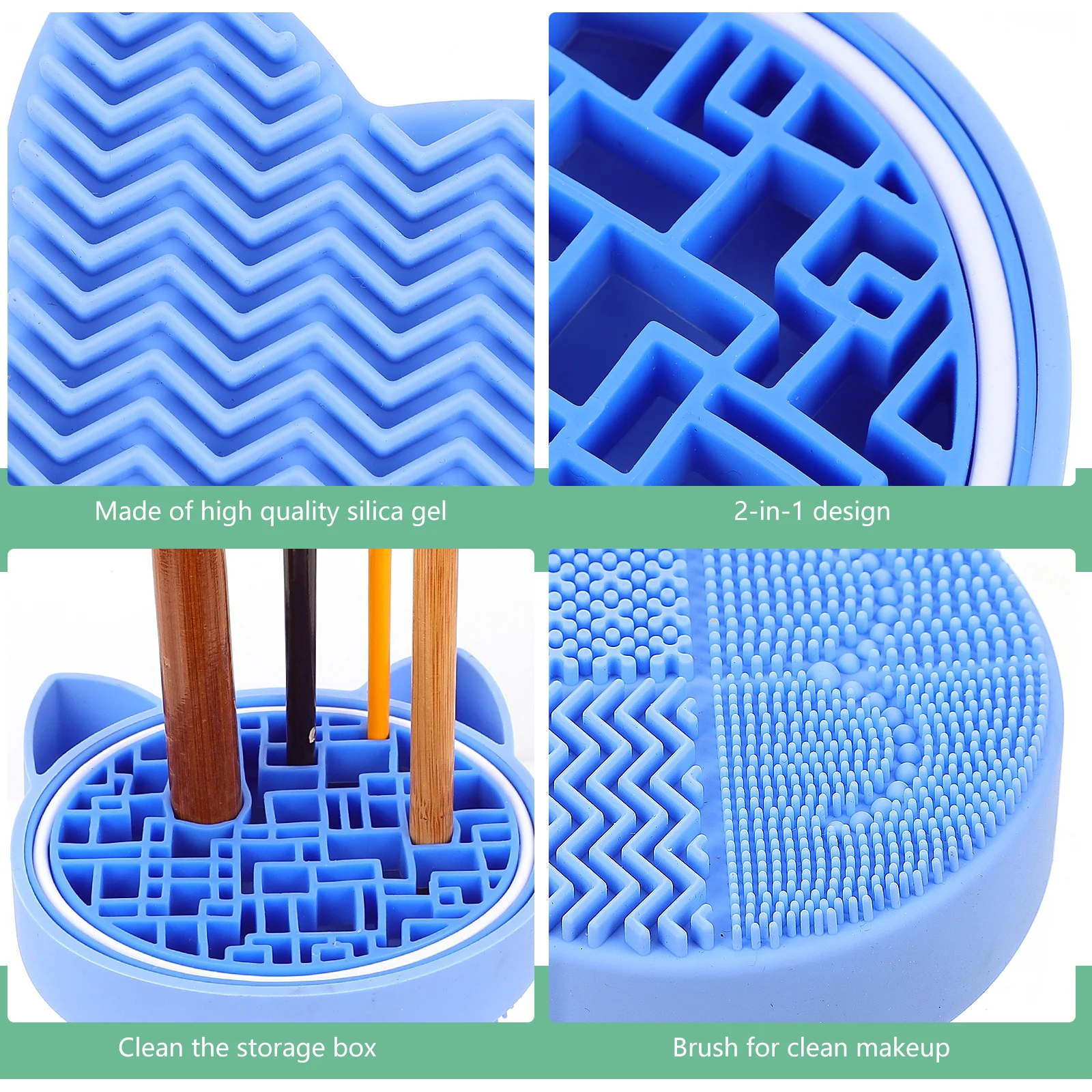 กล่องเก็บแปรงแต่งหน้า ซิลิกาเจล ดีไซน์ 2in1 พื้นที่ยกสูง ใช้ได้กับทุกขนาด เป็นมิตรกับสิ่งแวดล้อม ใช้ซ้ำได้หลายปี ขจัดคราบและไขมัน