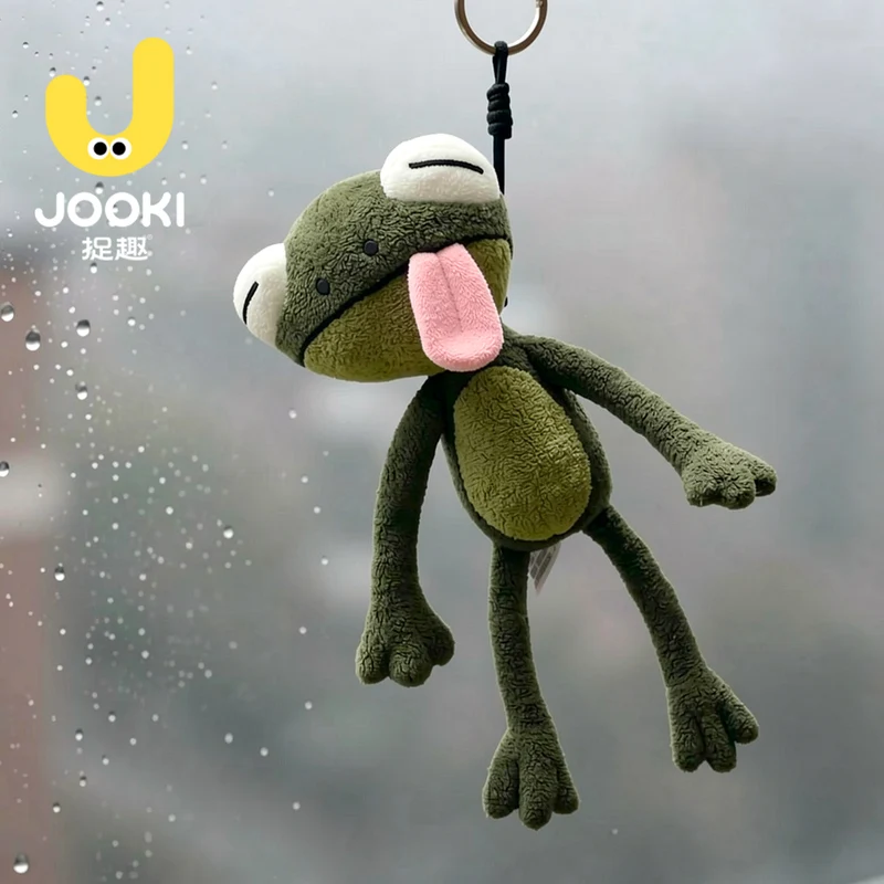 Kawaii Weird Long Limbs Frog Plush Doll Tongue Out Expression Frog Stuffed Toy Mini Keychain Pendant Gifts.