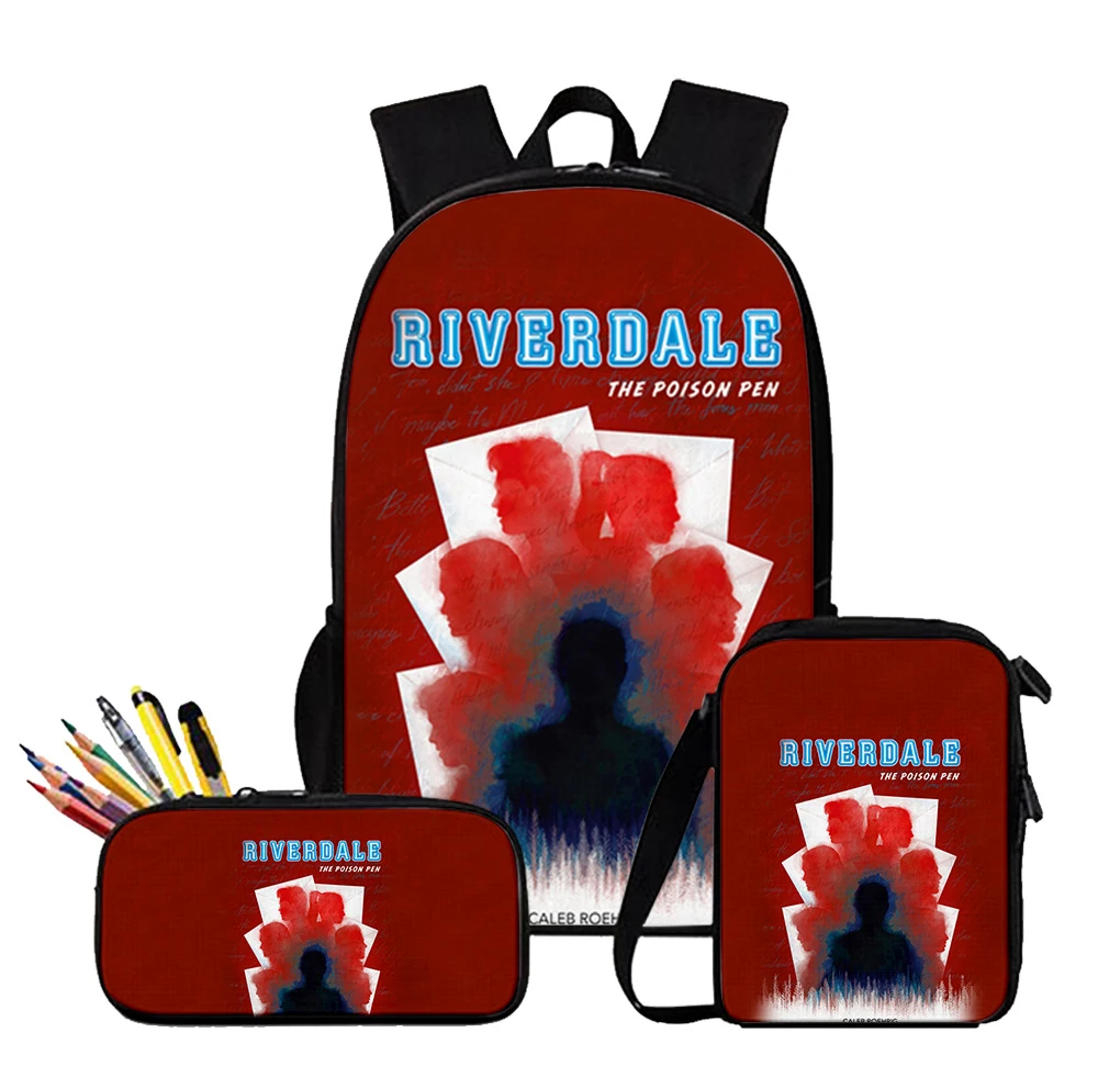 Moda juvenil TV Riverdale Temporada 5 Impresión 3D 3 unids/set bolsas de viaje para estudiantes mochila para ordenador portátil bolso de hombro estuche para lápices