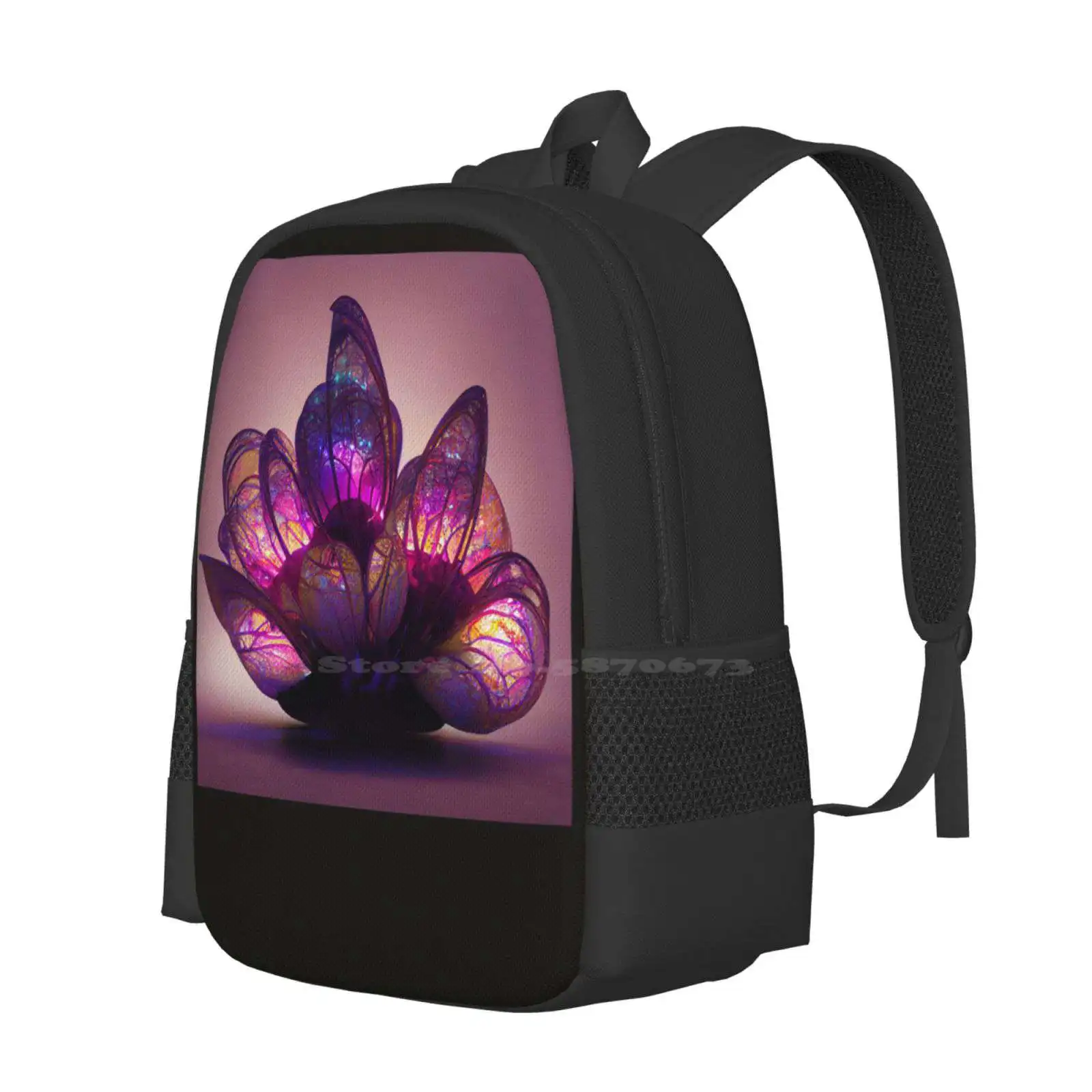 Alien Psychedelic Flower School Bag Big Capacity Backpack Laptop Intricate Embroidery Colors Multicolored Mushroom Flower