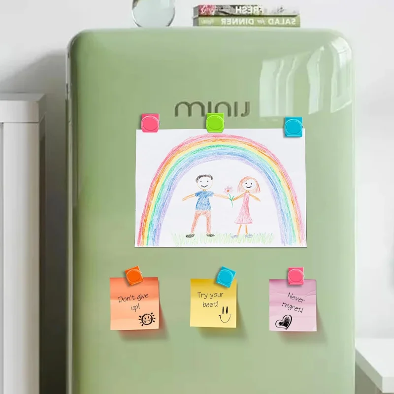 6 Pcs，Refrigerator magnet clips, heavy-duty metal magnetic clips for photos and documents for home and office teaching purposes