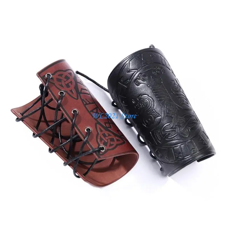 G5GC armadura Medieval para hombres, calentadores brazos para Cosplay con cordones, guantelete caballero pirata Vintage,