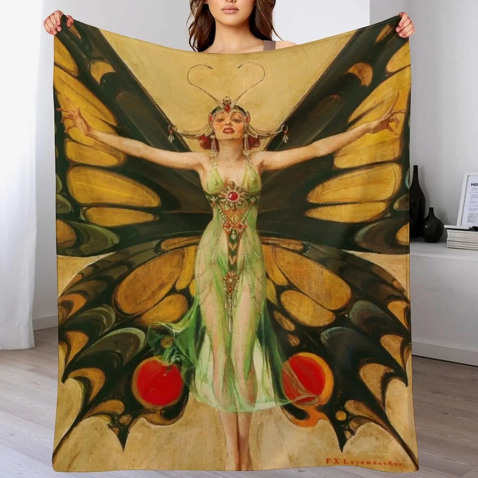 

F.X. Leyendecker - 1922 The Flapper (painting for 2-2-1922 Life cover) Throw Blanket Soft Sherpa Fleece Warm Blanket for Winter