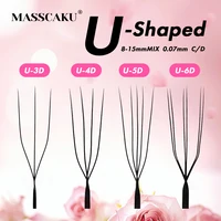 MASSCAKU-pestañas 4D 5D en forma De U, 0,07mm de espesor, fáciles De recoger, injerto rápido, extensiones De larga duración, herramientas De maquillaje