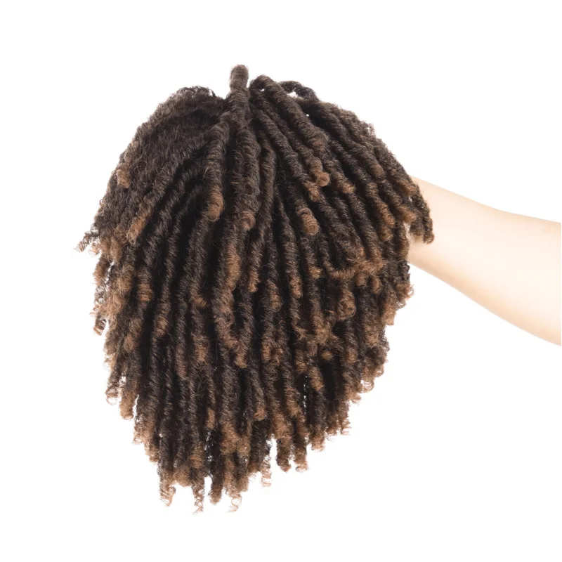 Silike Synthetic Topper Closure Handmade Dread locs Hair Topper Wig 27-613 Ombre Dread locks Soft Short Wig Dreads for Men Women