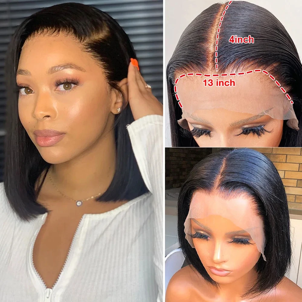 4x4 Short Bob 100% Natural Transparent HD Lace Front Human Hair Wigs Straight Frontal Wigs Glueless Cheap Wig For Women Choice