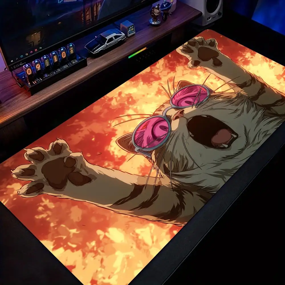 Lively DJ cat anime playmat Mouse Pad Desk Mat gaming mats rubber anti-slip Durable pc accessories keypad mousepads maus pad rug