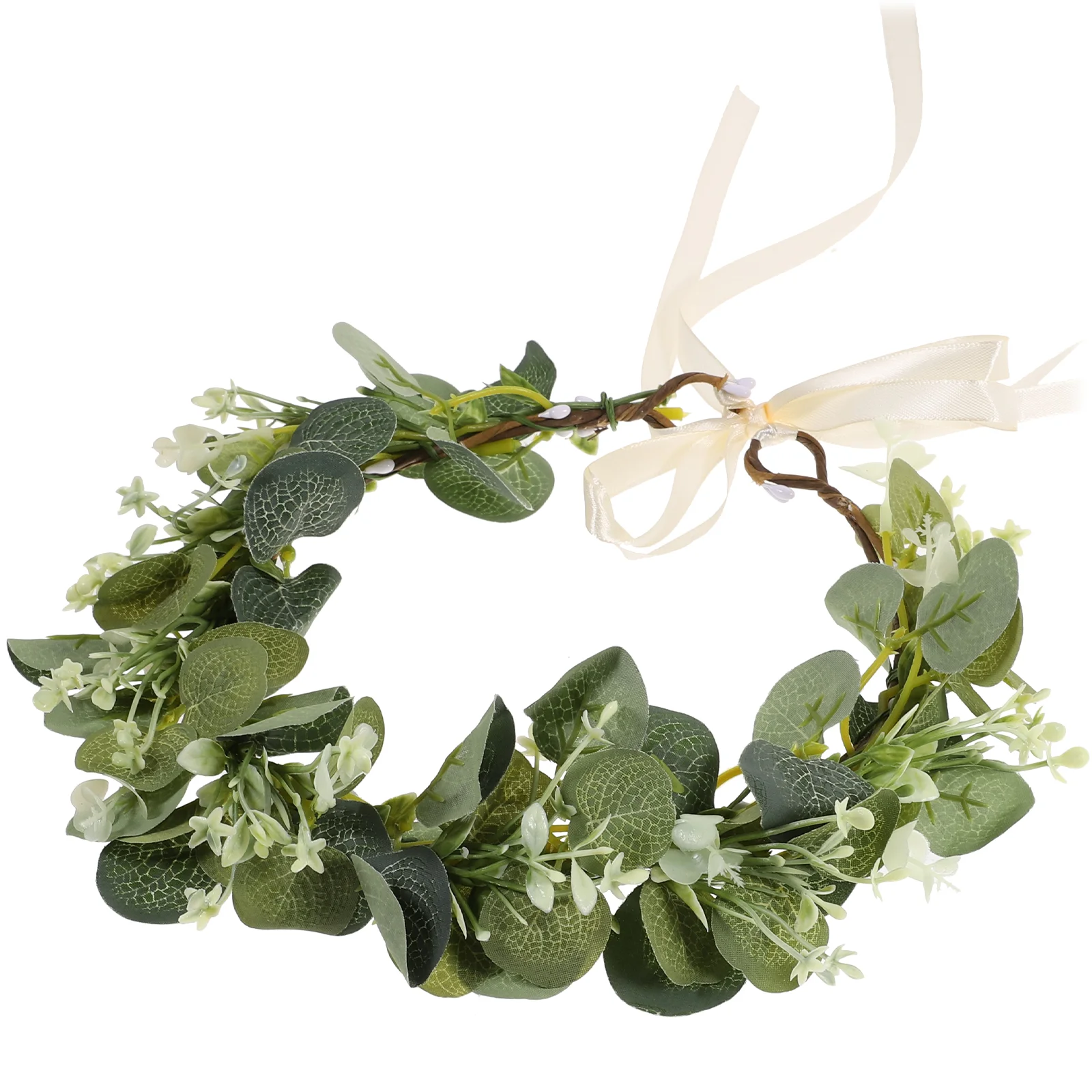 Garland Faux Wreath Bridal Photo Headdress Props Wreaths Green Leaves Headgear Iron Wire Hair Wear Girl Mother Tiara