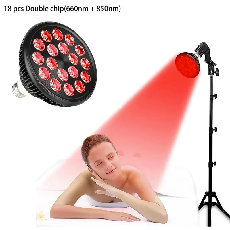 Infrared Physiotherapy Instrument LED Red Light 54W Tripod Bulb Physiotherapy Lamp PAR38 Dual Core 660 850nm