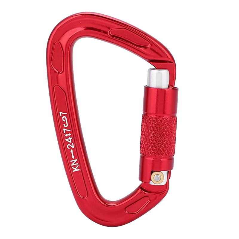 24KN Auto Lock Klettern Karabiner D Form Outdoor Bergsteigen Höhlenforschung Klettern Schnalle Sicherheit Sicherheit Master Schraube Haken