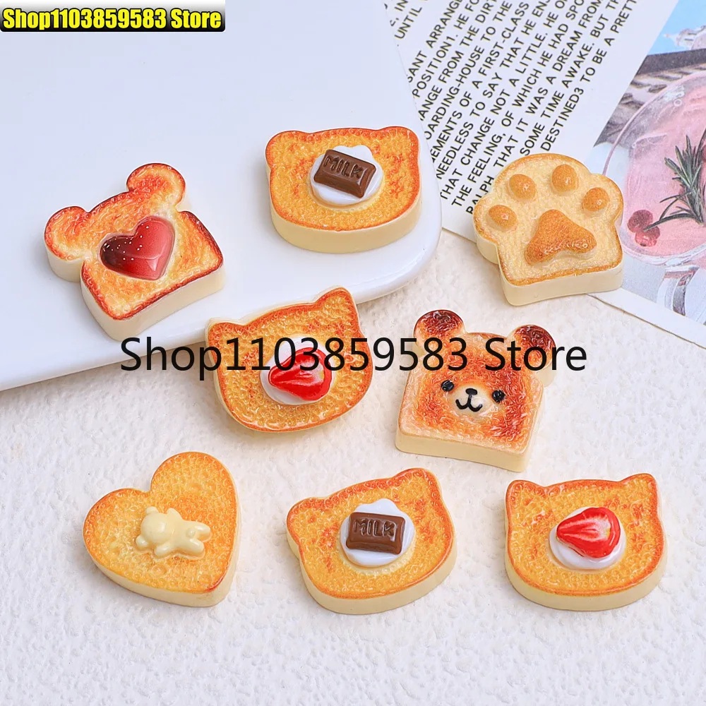 6pcs Cute Cartoon Toast Resin Fridge Magnets Creative Decorative Magnetic Magnets for Home Kitchen Office Whiteboard