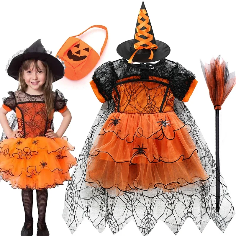 1-6 Jahre Baby Mädchen Spider Mesh Fantasy Kleid Prinzessin Vampir Hexe Halloween Karneval Kinder Bühnen-Cosplay Party Outfit – Detail 2