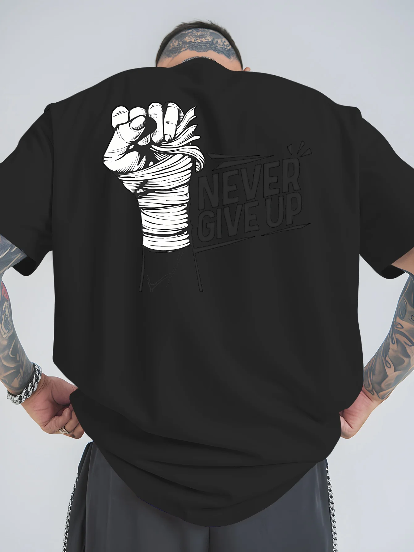 Sommer-Outdoor-Sport-T-Shirt für Herren: Verlier keine Hoffnung! Trendiges Druckdesign in lockerer Passform mit rundem Ausschnitt, atmungsaktiv
