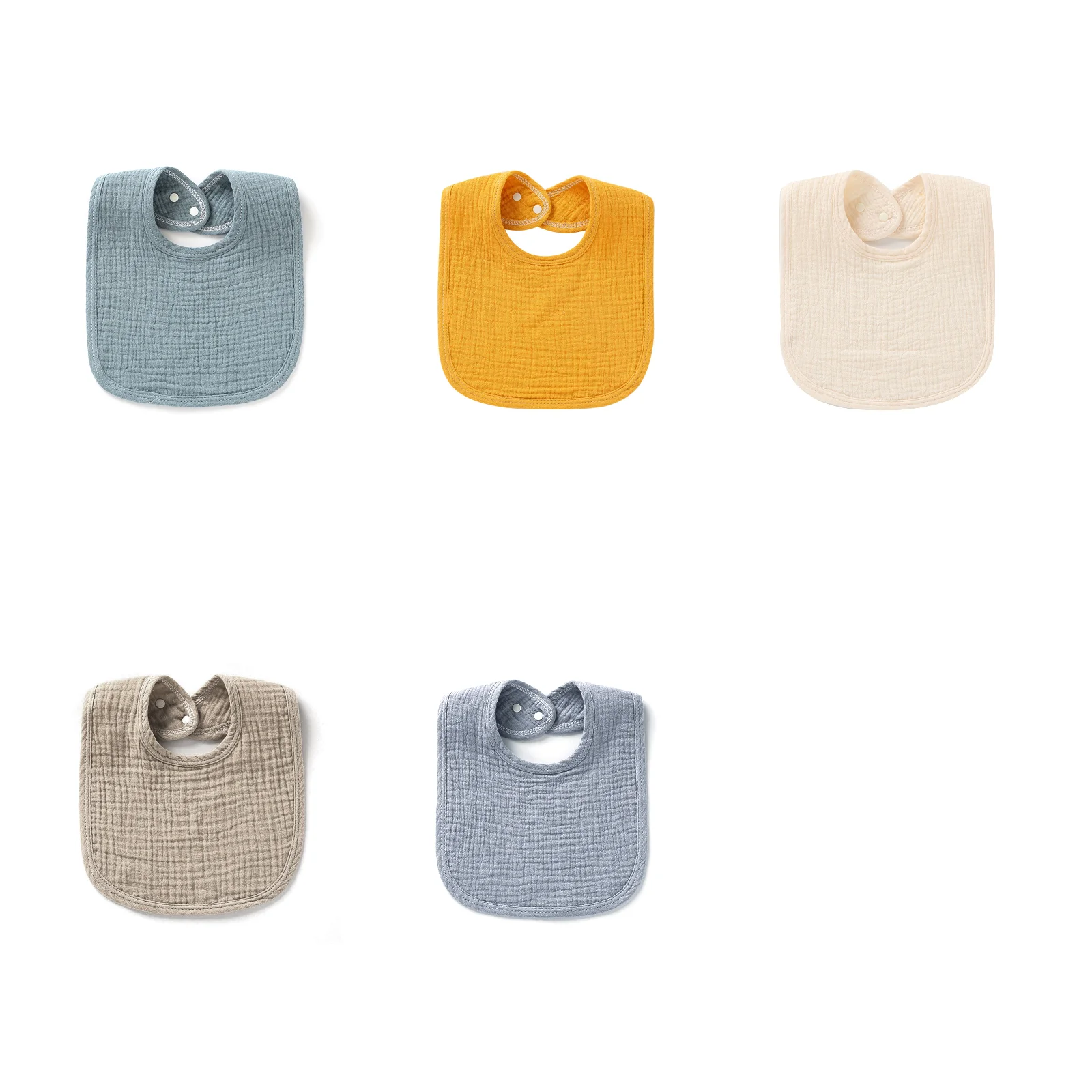 

5-piece set of 4-layer baby bibs and saliva towels (dark green + orange + light yellow + khaki + cigarette ash)