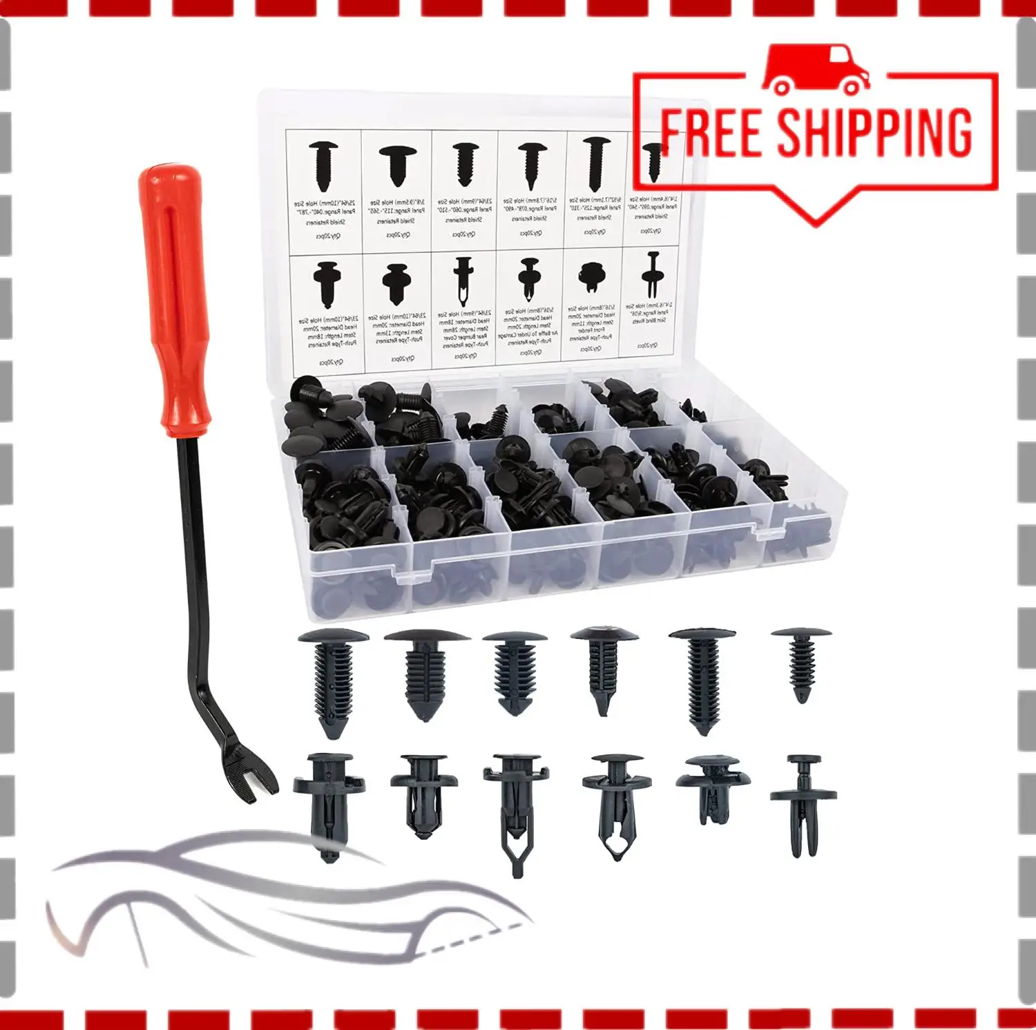 

240Pcs Bumper Clips Car Clips Plastic Rivets Fasteners Push Retainer Kit with Most Popular Sizes Auto Push Pin Rivets Set