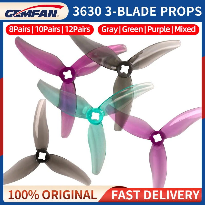 8/10/12Pairs Gemfan Hurricane 3630 3-Blade Propeller CW/CCW 3.6X3X3 PC Props For FPV Freestyle 3.5inch Toothpick Foxwhoop Drone