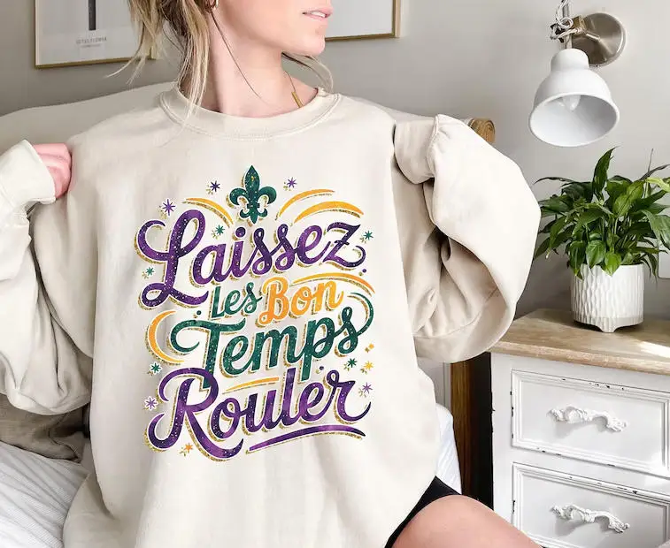 Laissez les bons temps rouler sudadera Mardi Gras sudadera mujer manga larga jerseys al aire libre ropa de calle