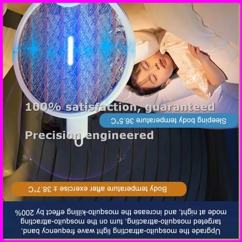 Electric Mosquito Swatter with LED Light Foldable,Dual-Function Mosquito Killing Lamp & Repellent for Camping,Home Use B-A50M