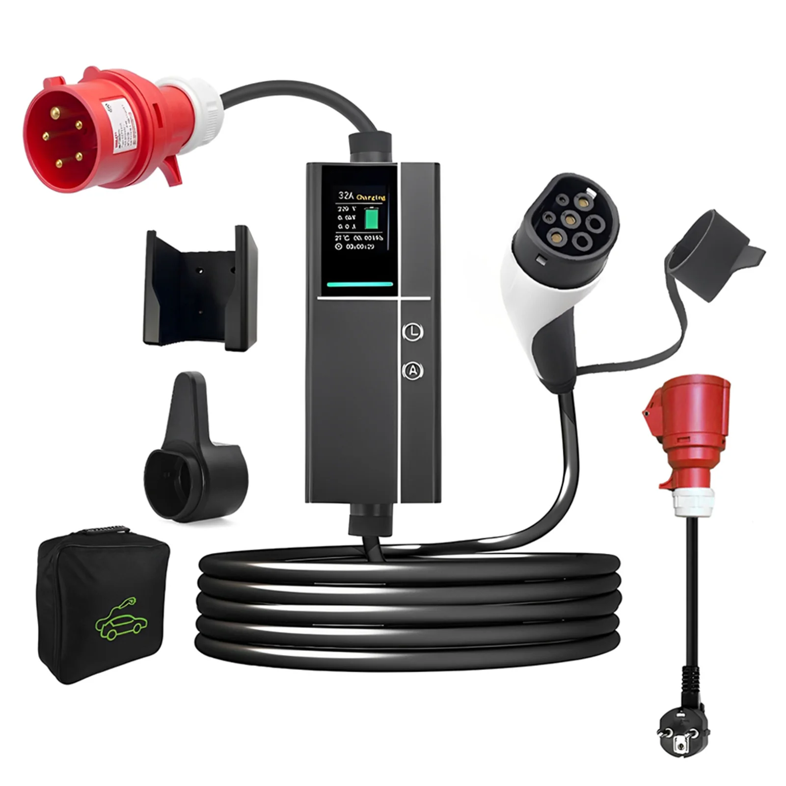 

Портативное портативное зарядное устройство для электромобилей 22 кВт 32 А Type2 IEC62196-2 Зарядное устройство EVSE 3-фазное зарядное устройство для электромобилей CEE 5-контактный разъем