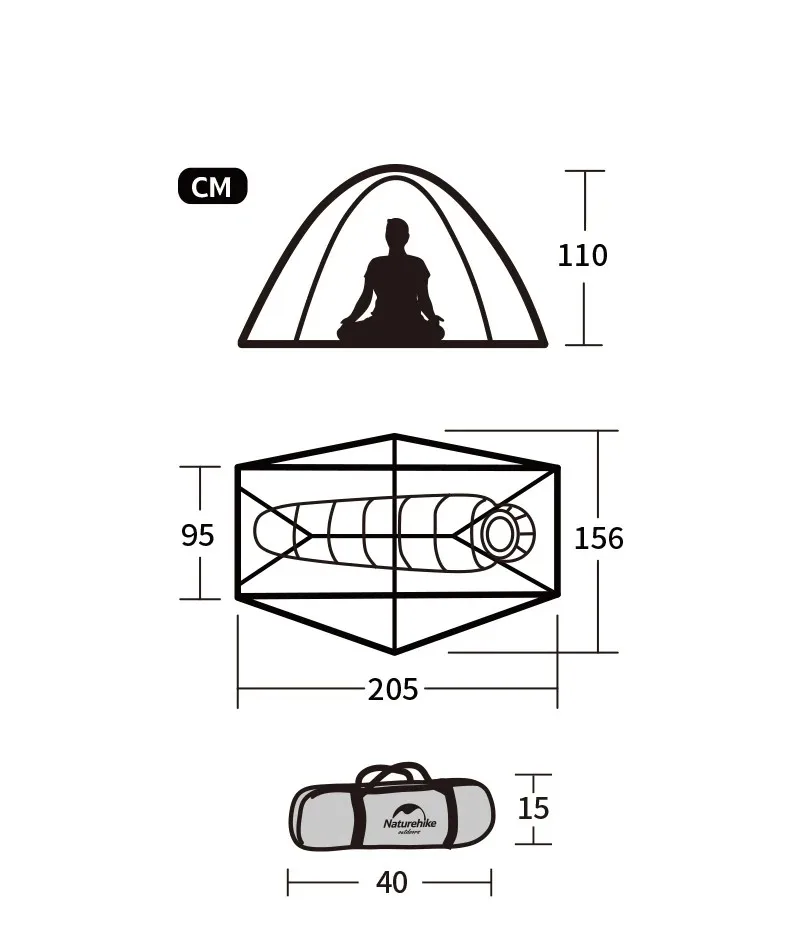 Naturehike 2026 Neues Campingzelt Ultraleicht Tragbar Wasserdicht 1-Personen-Nylon-Wanderzelt Fahrrad-Rucksack-Zelte – Detail 13