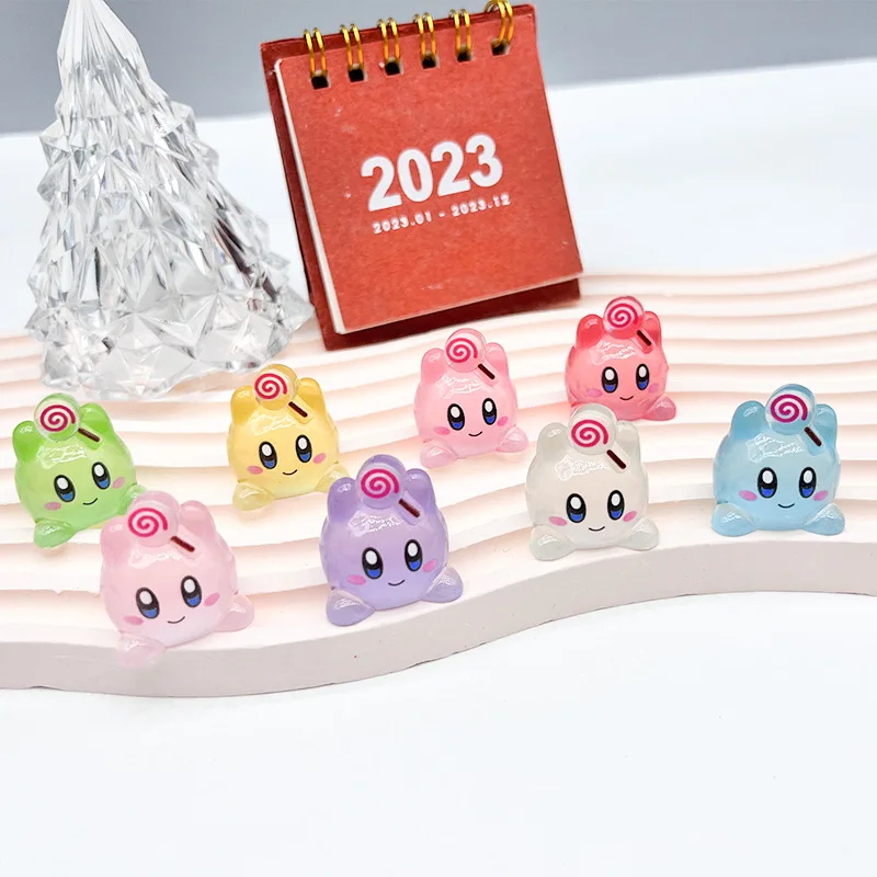 10Pcs/Set Anime Star Kirby Action figure luminous kirby Accessories Decor DIY Resin Keychain Kids Birthday Xmas Gift Toys