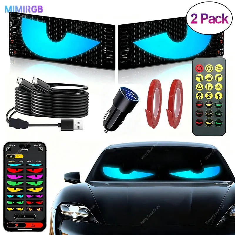 2 قطعة LED سيارة تسجيل الرسوم المتحركة LED مصفوفة بكسل لوحة DIY بها بنفسك للبرمجة بلوتوث App التحكم LED لوحة عرض الضوء #1