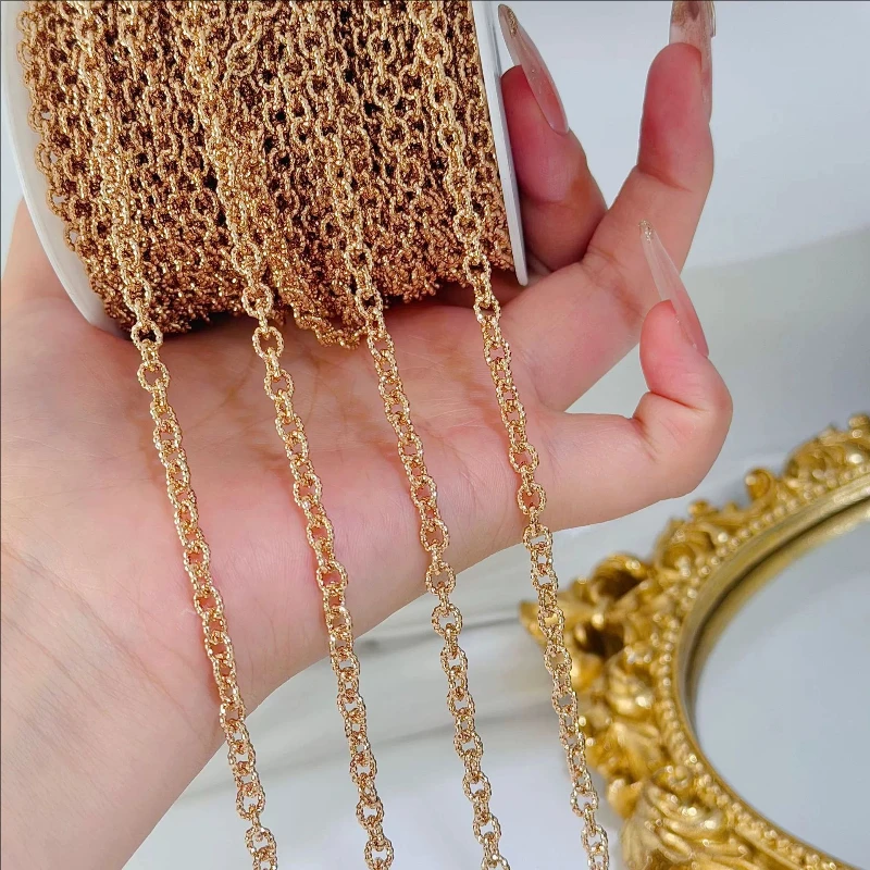 10 Meters New Gold Color Plated Cross Circle Link Chains For DIY Jewelry Making No Fade Extend Chain Crafts Accessories