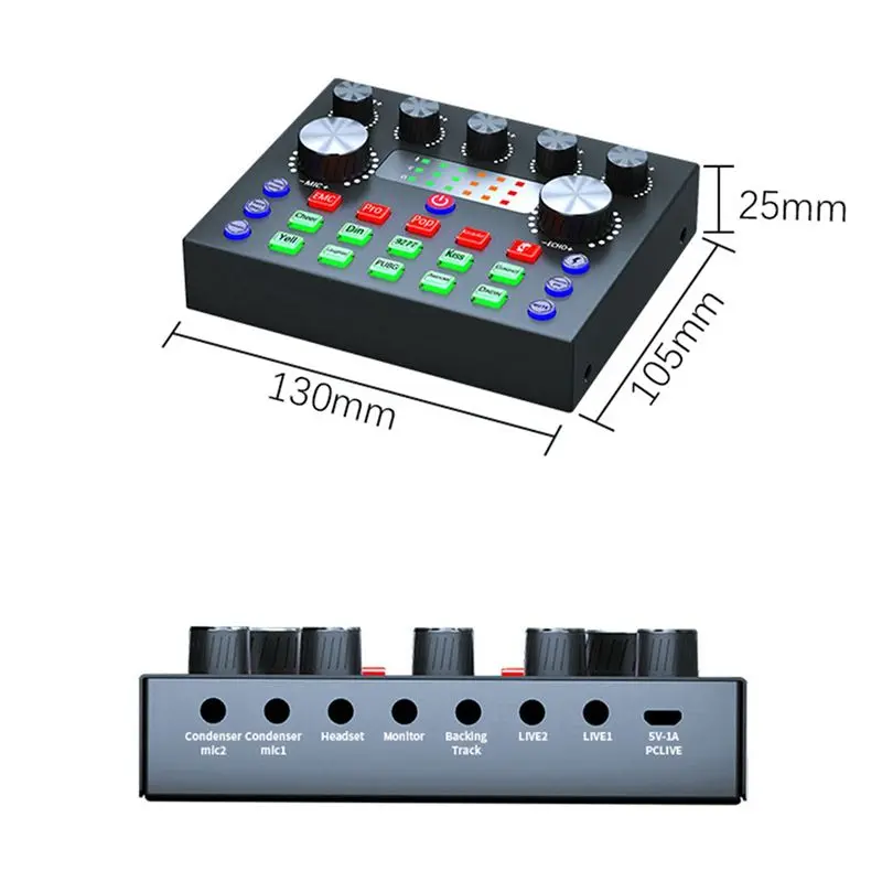 QWE-2X V8S Live External Sound Card Voice Changer Sound Card With Multiple Sound Effects
