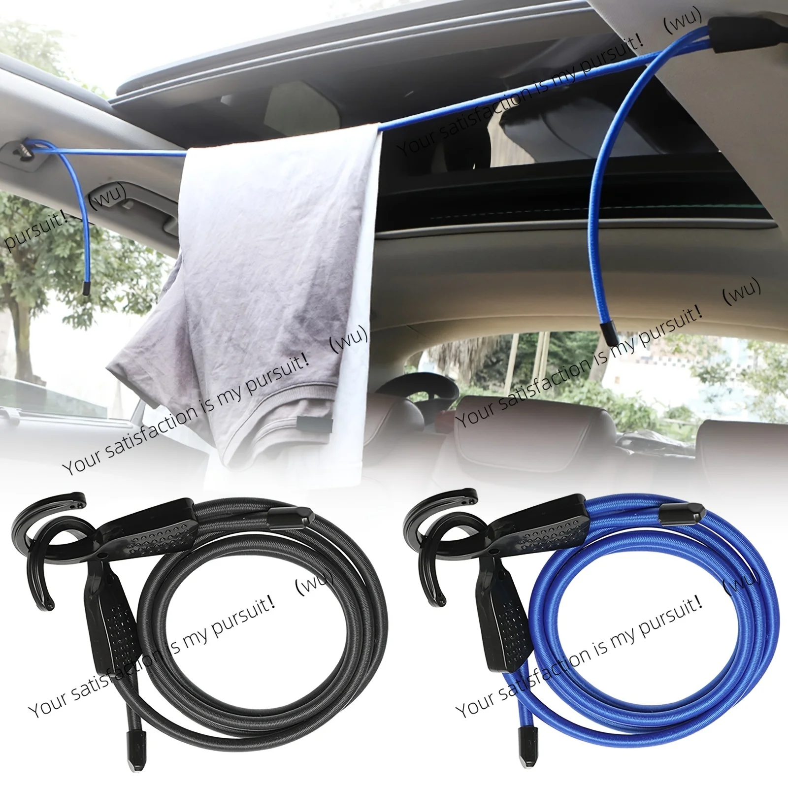 1.5m Car Clothesline Adjustable Elastic Bungee Cord for Travel Cord Hooks Compact and Versatile Outdoor Luggage Straps