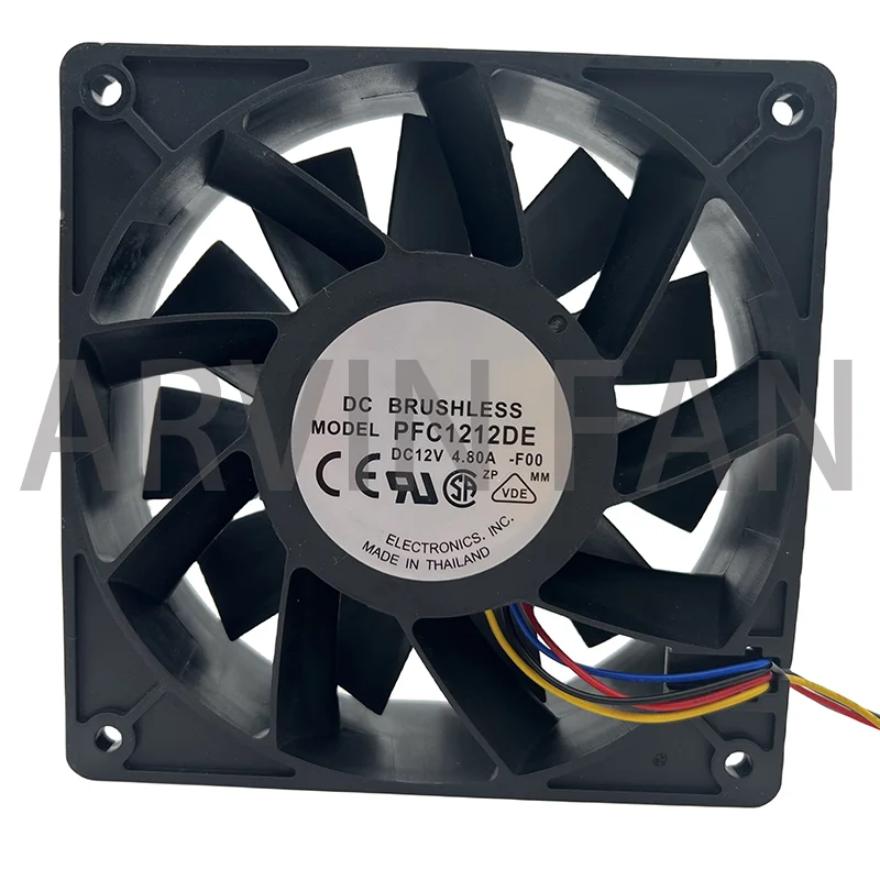 Alta Velocidade CFM Air Pressure Cooling Fan, Poderoso Refrigerador Axial para Armários, 120mm, 12038, 12V, 4.8A, 7000RPM