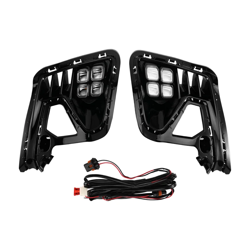 For Kia RIO 2022 2023 Car Front Bumper DRL LED Fog Lamp Cover Daytime Running Lights Yellow Turn Signal Light Day
